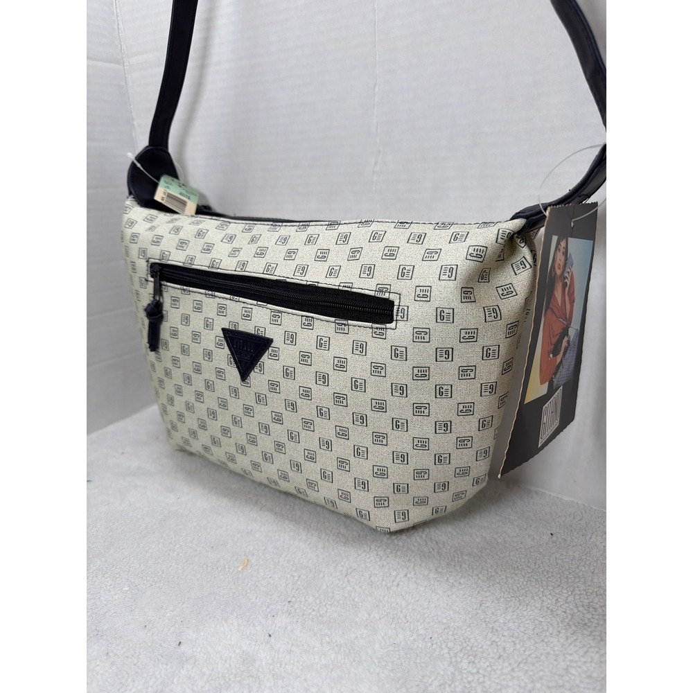NWT VTG 90s Gitano Crossbody/ Shoulder Bag Womens Cream Black Monogram Signature - Picture 3 of 8